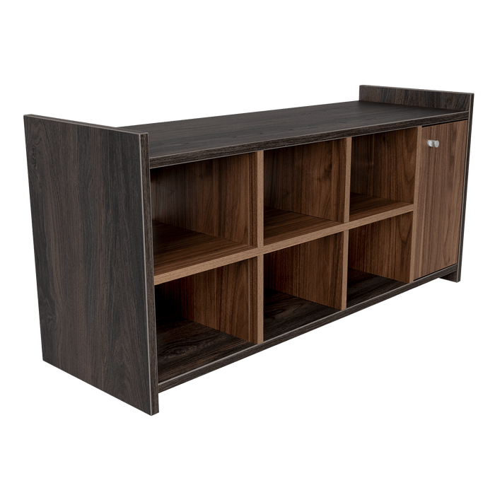 Zapatero Recibidor Z, Carbón y Castaño, con Un Entrepaño Fijo y Tres Divisiones