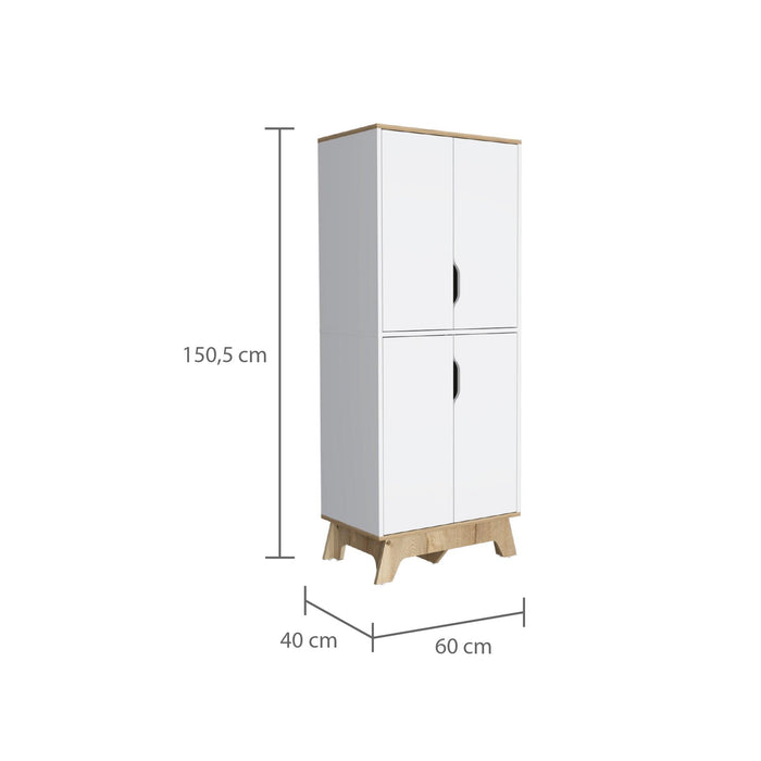 Alacena Aqua, Blanco y Café Claro, con Cuatro Puertas Abatibles