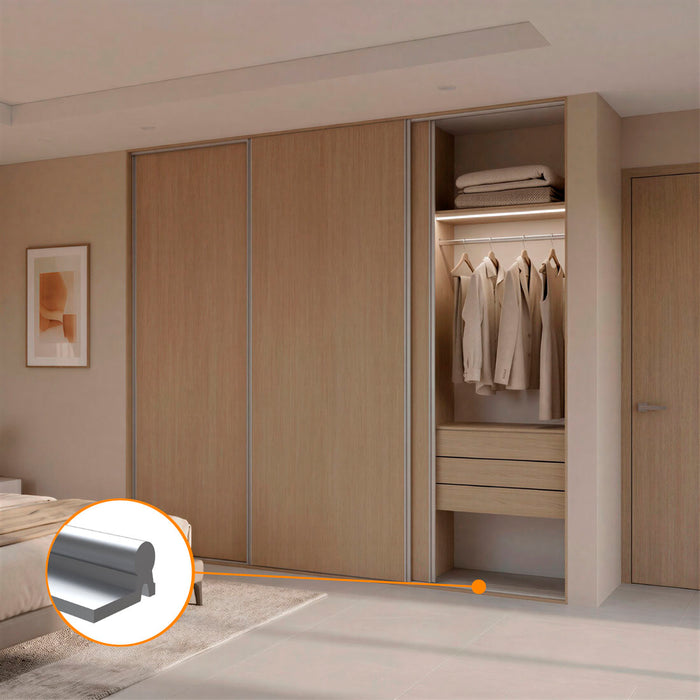 Perfil inferior M52 pesado para puertas corredizas de clóset