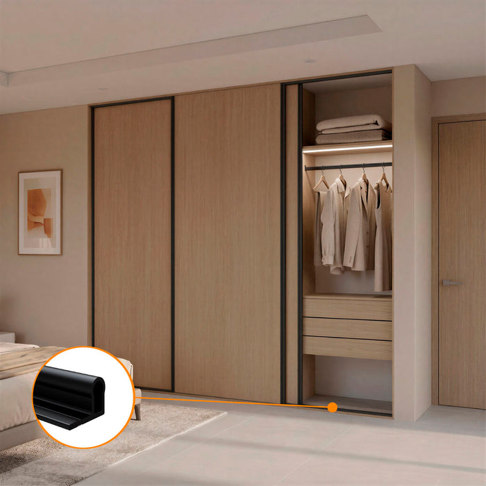 Perfil inferior M52 liviano para puertas corredizas de clóset