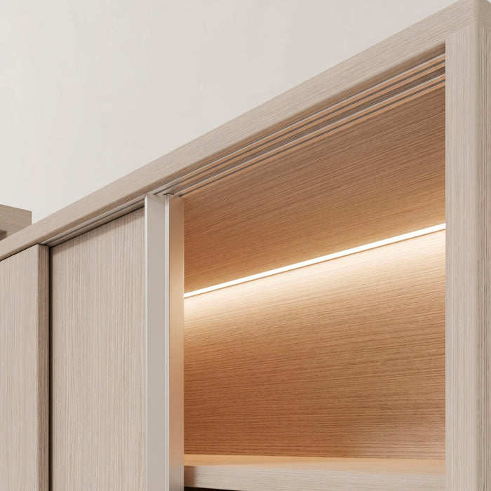 Perfil guía superior e inferior para puertas corredizas en tablero de 15 o 18mm de hasta 1,20 m de alto