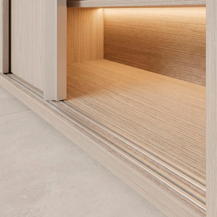 Perfil guía superior e inferior para puertas corredizas en tablero de 15 o 18mm de hasta 1,20 m de alto
