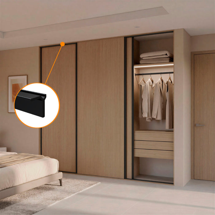 Perfil superior M52 liviano para puertas corredizas de clóset