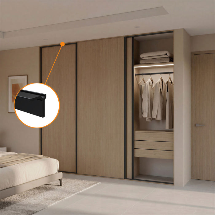 Perfil superior M52 liviano para puertas corredizas de clóset