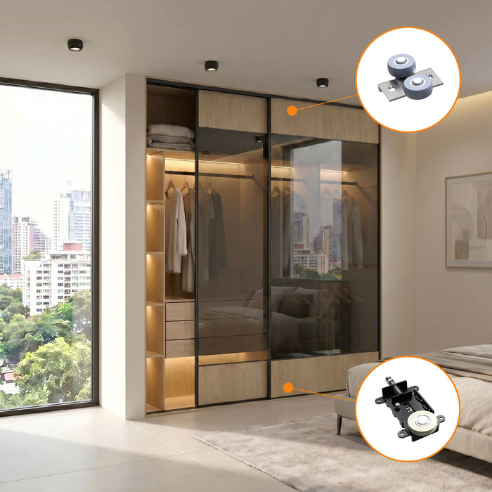 Kit de rodamientos sistema corredizo Amazonas para puerta de clóset