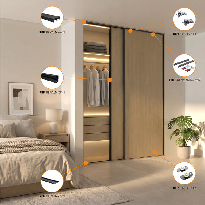 Kit de rodamientos sistema corredizo Cordobesa para puerta de clóset