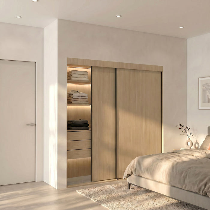 Perfil sistema colgante en aluminio para puertas corredizas de closet