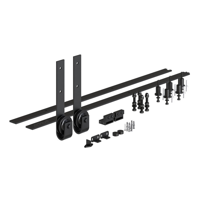 Sistema corredizo tipo granero negro mate para puerta de madera