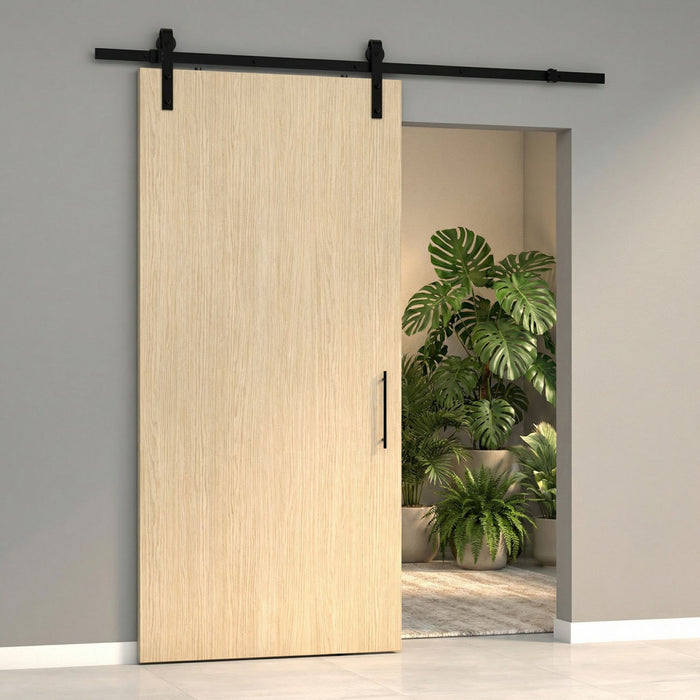 Sistema corredizo tipo granero negro mate para puerta de madera