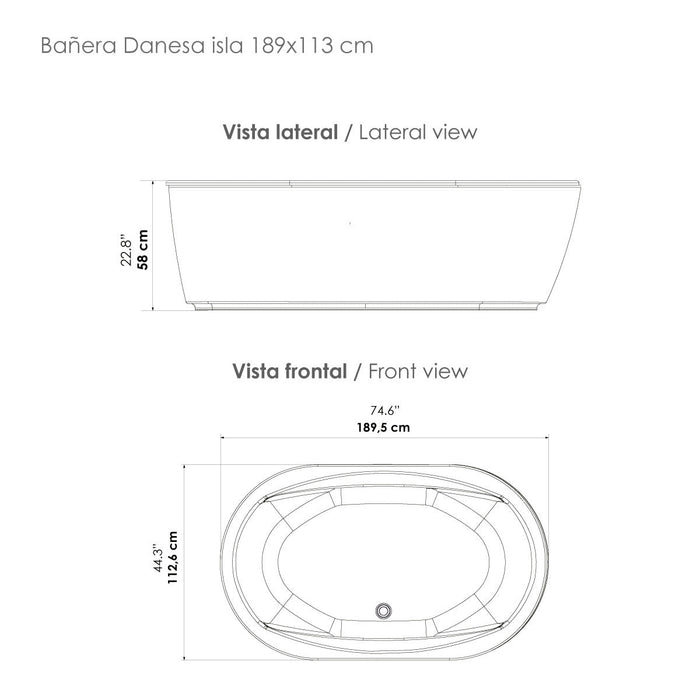 Bañera Portatil Danesa Isla 189X113 cm
