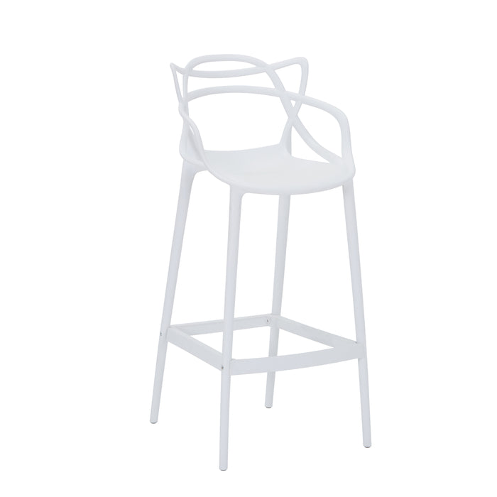 Silla para Bar Palermo, Blanco, con Reposa Pies Doble Propósito