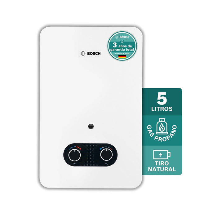 Calentador de agua 5 litros tiro natural de paso a gas propano Vital 1500