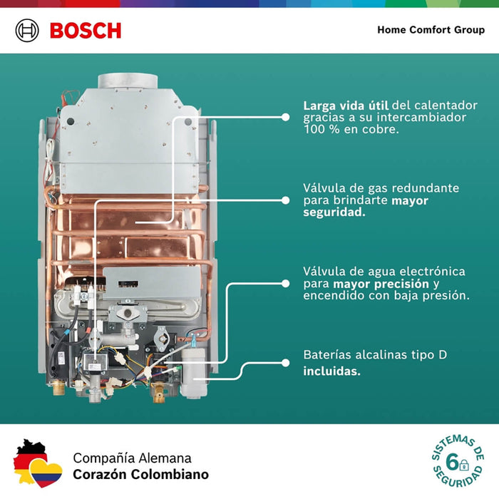 Calentador de agua 5 litros tiro natural de paso a gas natural Vital 1500