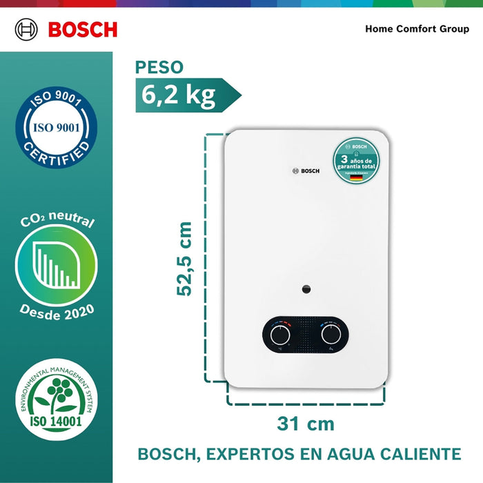 Calentador de agua 5 litros tiro natural de paso a gas natural Vital 1500