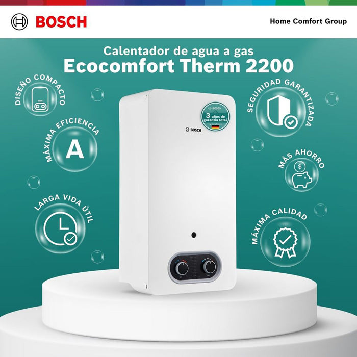 Calentador de agua 13 litros tiro natural de paso a gas natural Therm 2200 O