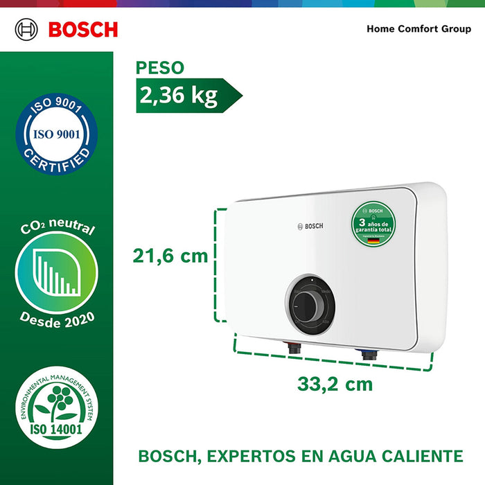 Calentador de agua eléctrico de paso 9,5 kW a 220 V Tronic 3000 C