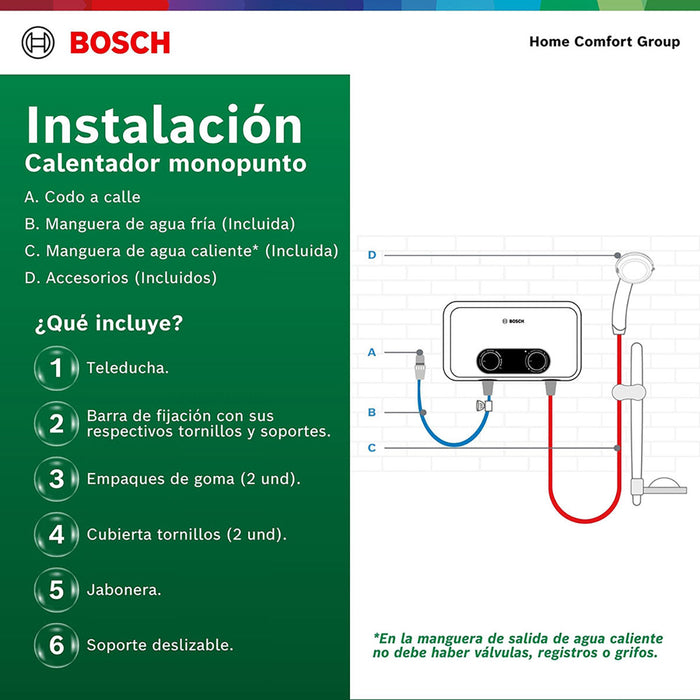 Calentador de agua eléctrico de paso 7,7 kW a 220 V Tronic 3000 S