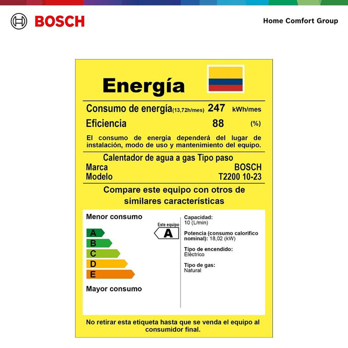 Calentador de agua 10 litros tiro natural de paso a gas natural Therm 2200 O