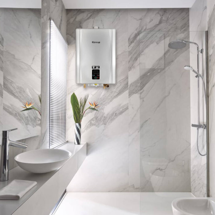 Calentador de paso agua 17 lts a gas propano color gris