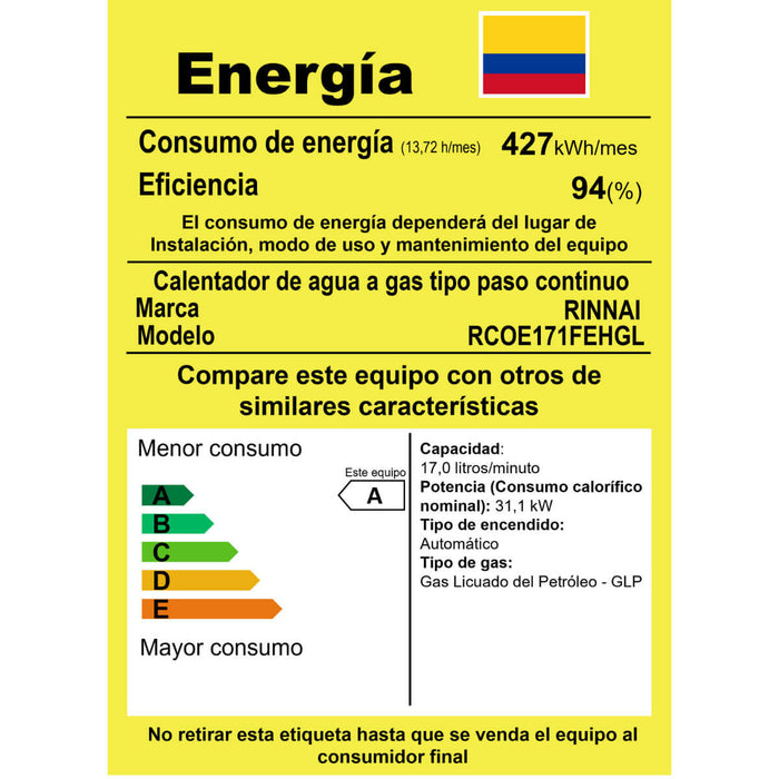 Calentador de paso agua 17 lts a gas propano color gris
