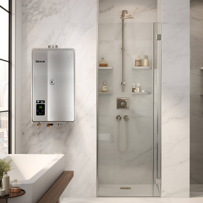 Calentador de paso a gas natural 23 litros marca Rinnai