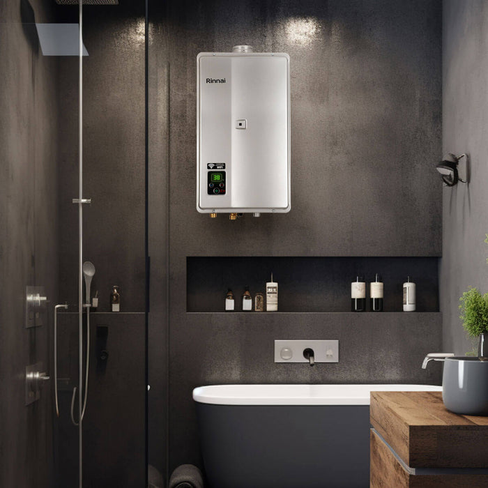 Calentador de paso a gas natural 23 litros marca Rinnai