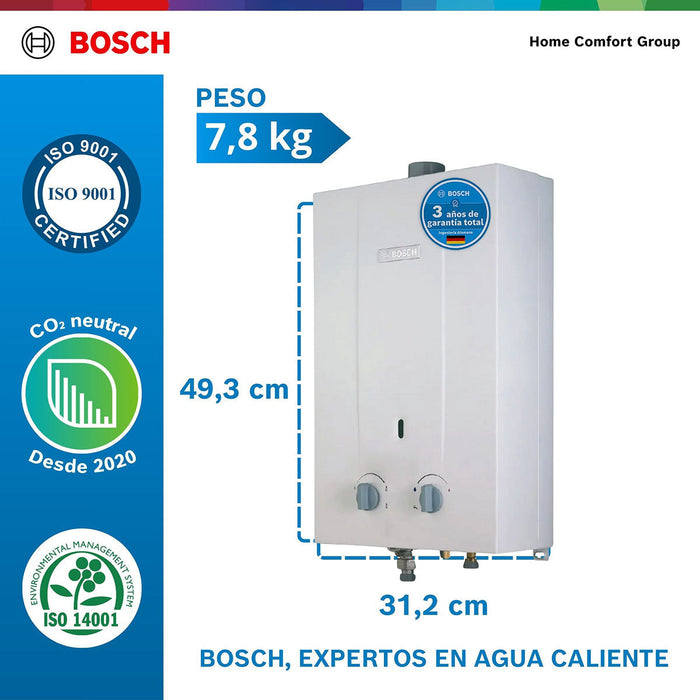 Calentador de agua 6 litros tiro forzado de paso a gas natural Therm 1000 F