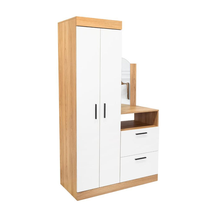 Closet Tocador Praga, Fresno y Blanco, con diseño moderno incluye Espejo