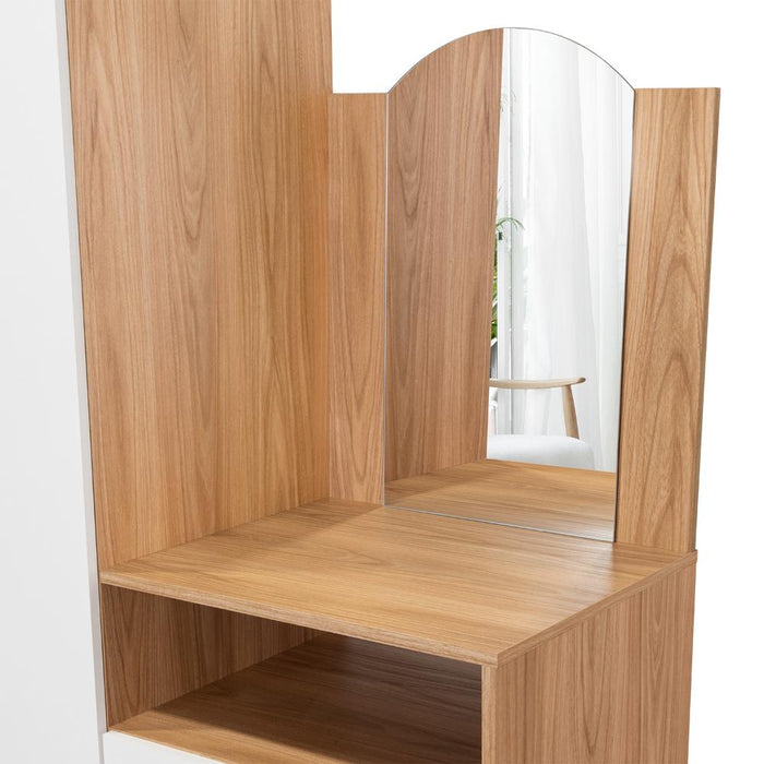 Closet Tocador Praga, Fresno y Blanco, con diseño moderno incluye Espejo