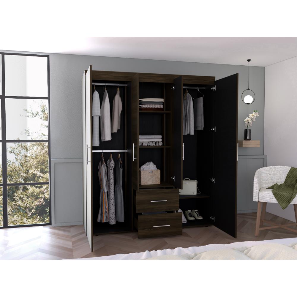 Closet Bariloche Bombay Eco, 177x150x50 cm Nogal Europeo y Wengue