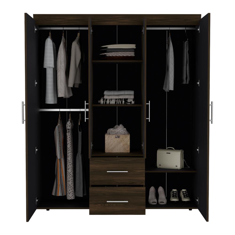 Closet Bariloche Bombay Eco, 177x150x50 cm Nogal Europeo y Wengue