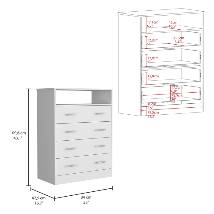 Organizador Barlovento, Blanco con Cuatro Cajones