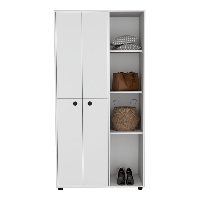 Closet Mandi, Blanco, Con Dos Tubos y Un Cajon Deslizable