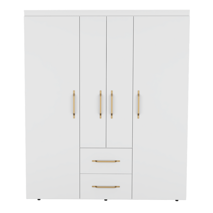 Closet Eco Golden, Blanco y Dorado, Variedad de Entrepaños y Cuatro Puertas Abatibles