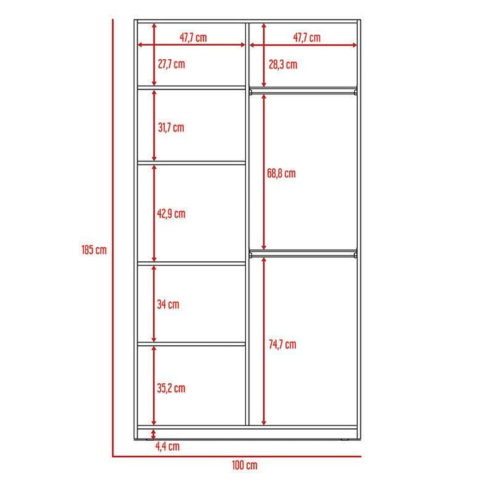 Clóset Maya, Wengue, con Dos Puertas Abatibles con Cerradura y Cuatro Entrepaños