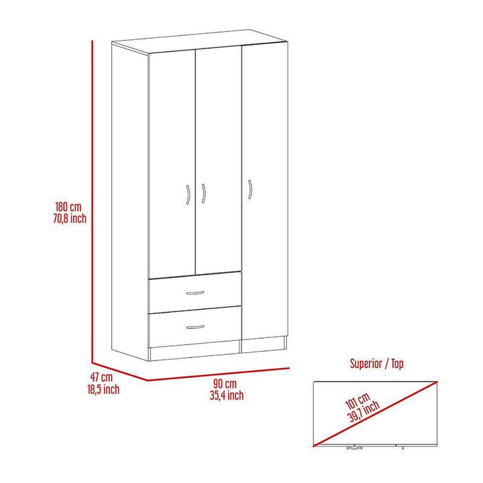 Closet América, Wengue, Con Dos Cajones y Variedad De Entrepaños