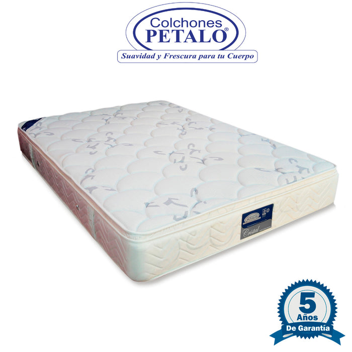 Colchón pétalo cristal 120x190x23 cm incluye 1 almohada silic+ 1 protector para colchón + 1 cobija personal