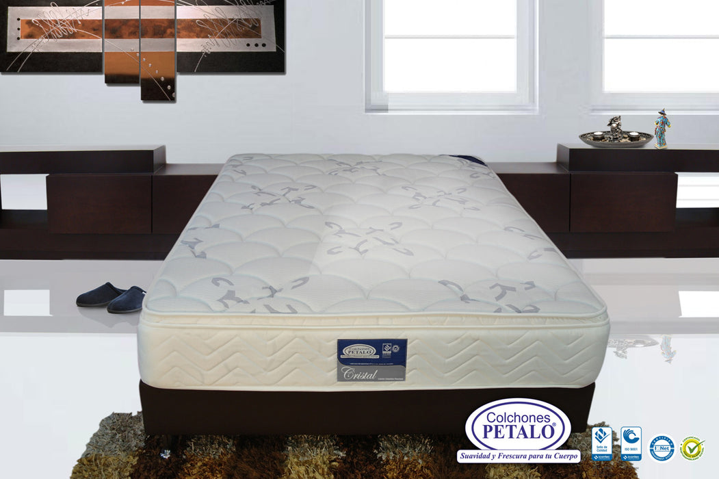 Colchón pétalo cristal 160x190x23 cm incluye 2 almohadas silic+ 1 protector para colchón