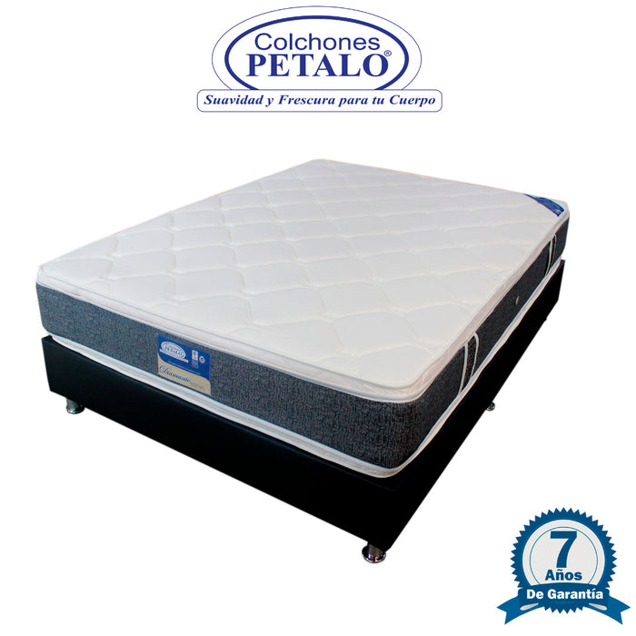 Colchón pétalo diamante 200X200x30 cm incluye 2 almohadas silic+ 1 protector para colchón + 1 cobija persona