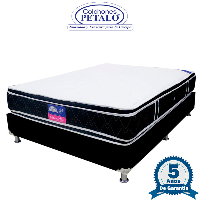 Combo celeste doble pillow + base cama 120x190 cm