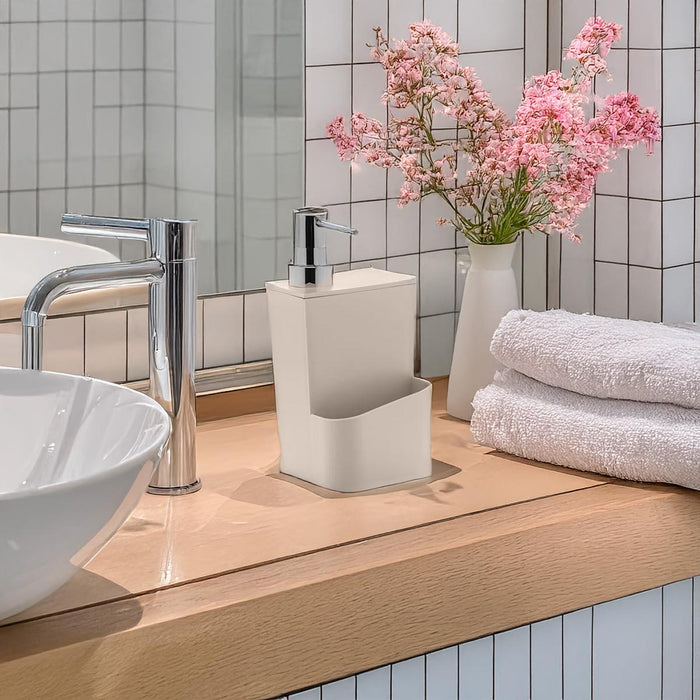 Dispensador con dosificador para detergente de 650 ml color beige