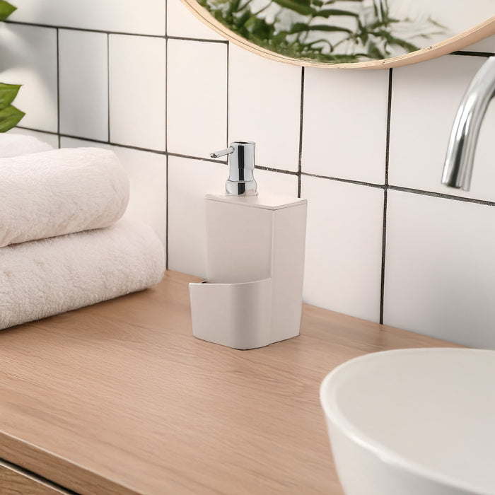 Dispensador con dosificador para detergente de 650 ml color beige