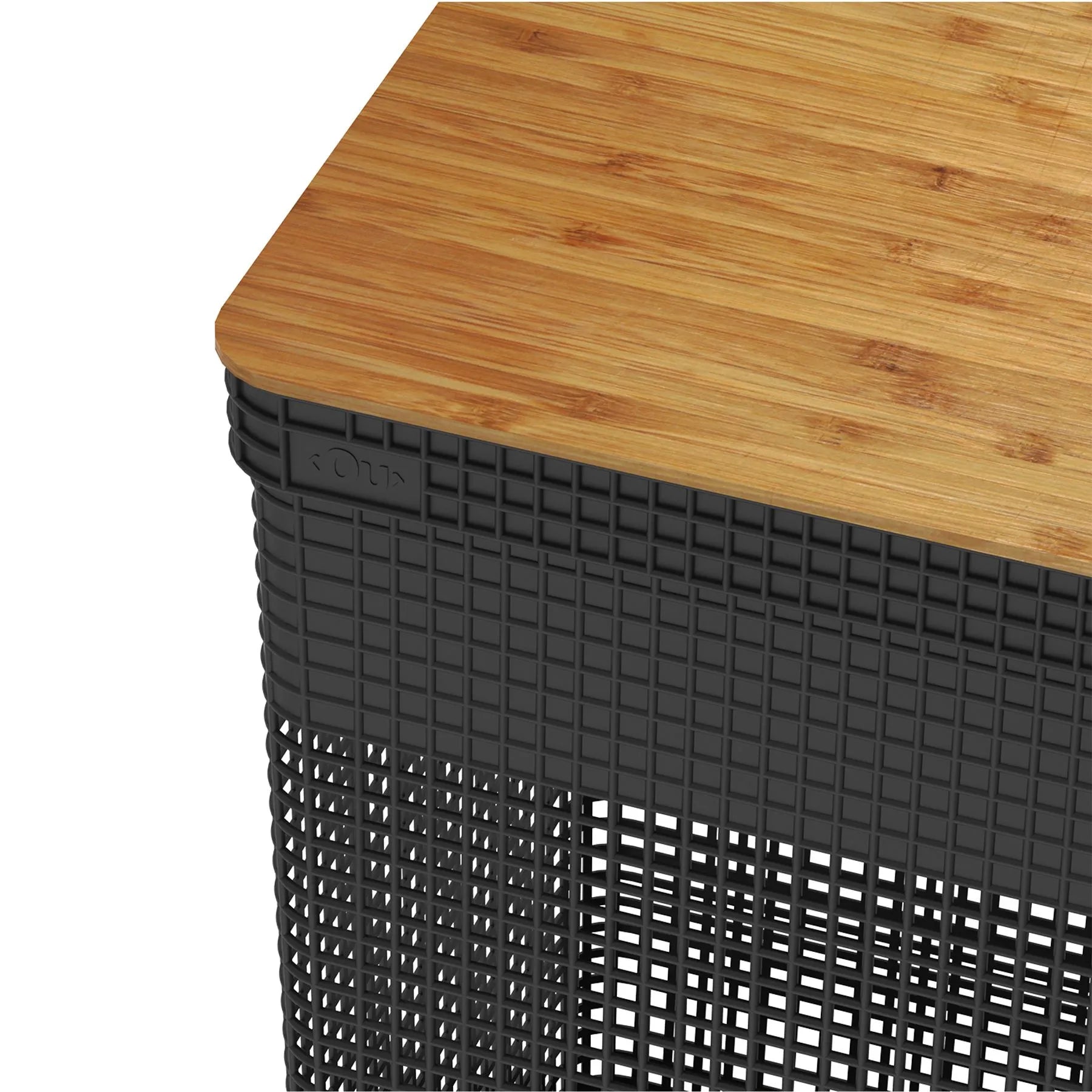 Cesta grid con tapa de bambú de 49 litros color negro