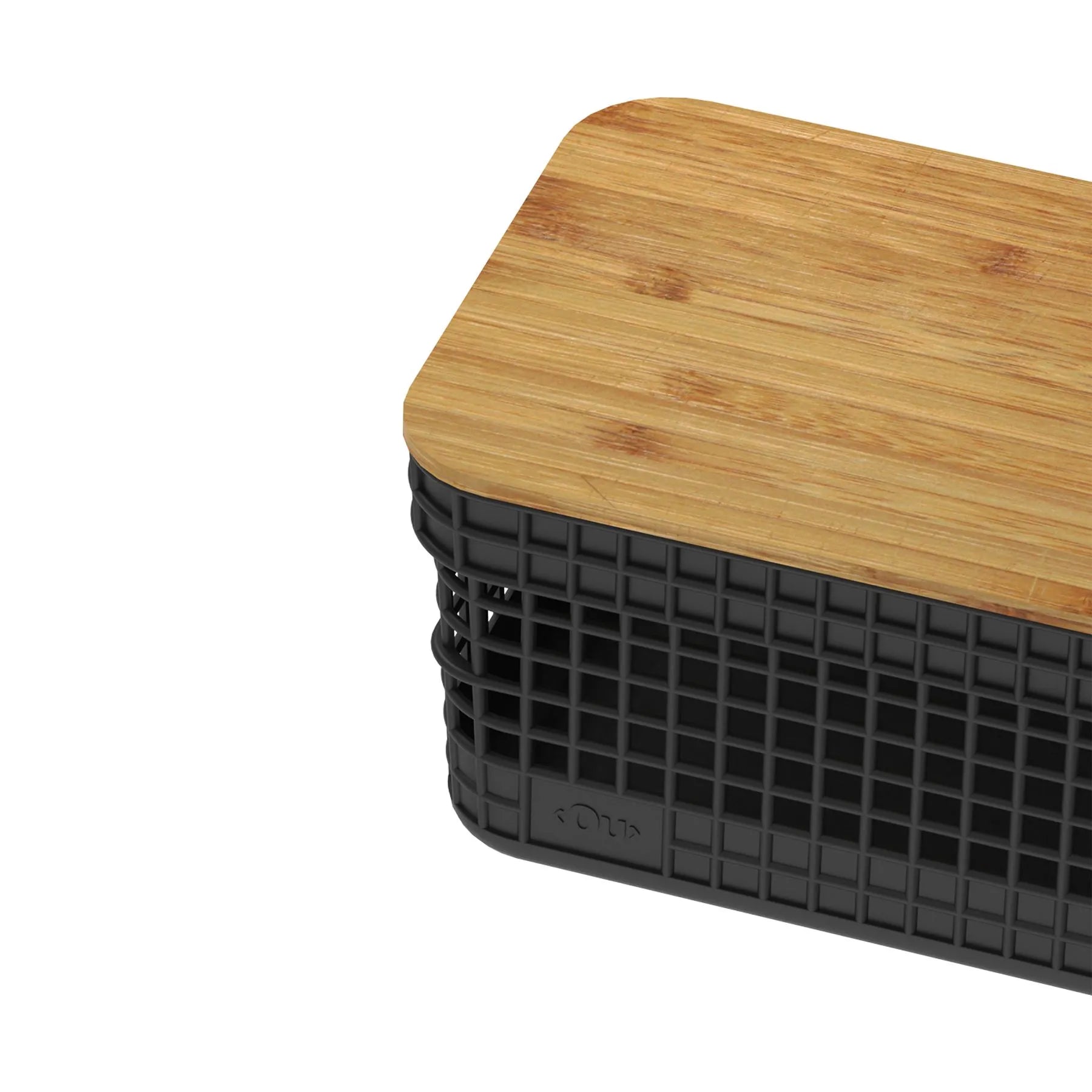 Cesta grid con tapa de bambú de 2.5 litros color negro