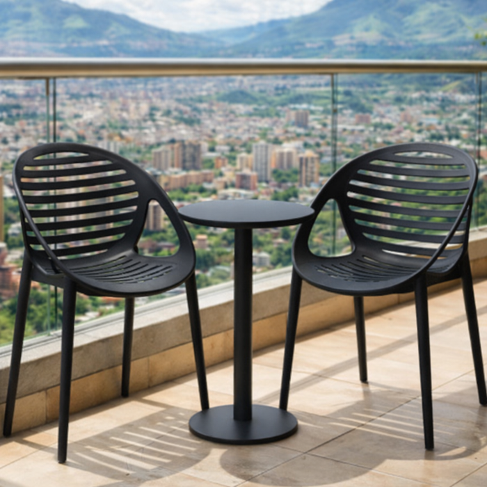Silla Tokio con Brazos, Color Negro, con Espaldar y Diseño Moderno