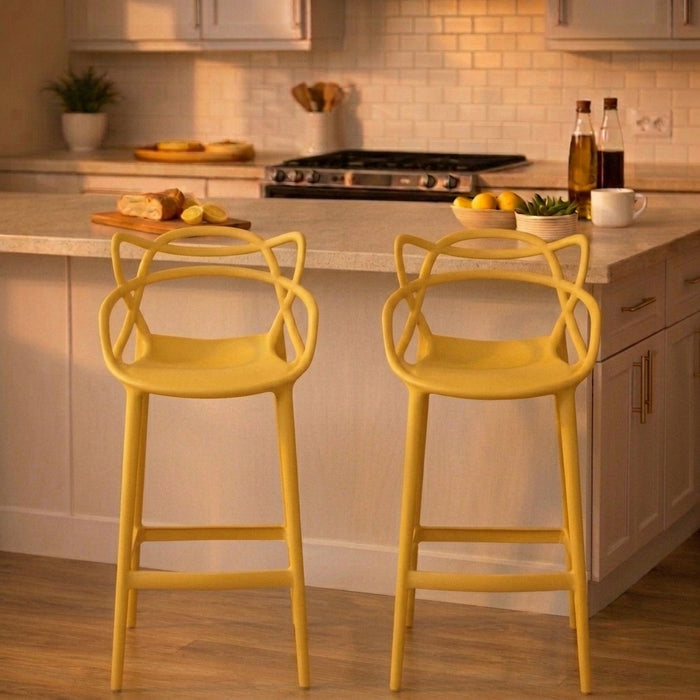 Silla para Bar Palermo, Mostaza, con Reposa Pies Doble Propósito