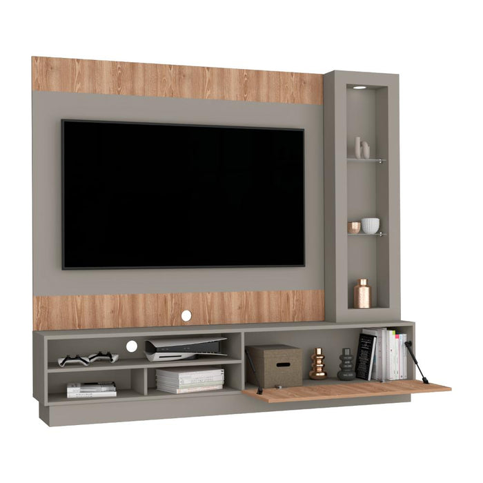 Mesa para Tv Mirabella, Cocoa y Miel, Con Espacio Para Televisor De 70" y Entrepaños