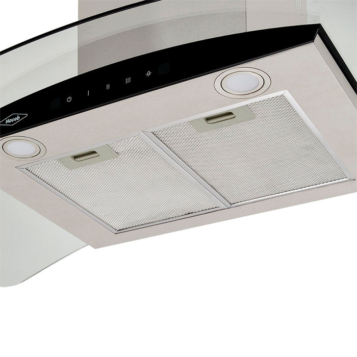 electrodomestico cocina campana peninsula 3 velocidades inoxidable 60 cm haceb 9003203 mp madecentro
