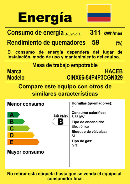 electrodomestico cocina estufa inoxidable 60x51 hierro fundido gas natural haceb 9003288 mp madecentro