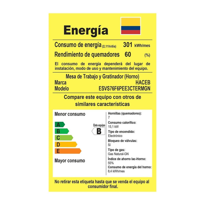 electrodomestico cocina estufa inoxidable 60x51 hierro fundido gas propano haceb 9003289 mp madecentro